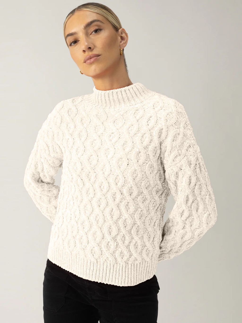 Sanctuary - Cable Mock Neck Sweater