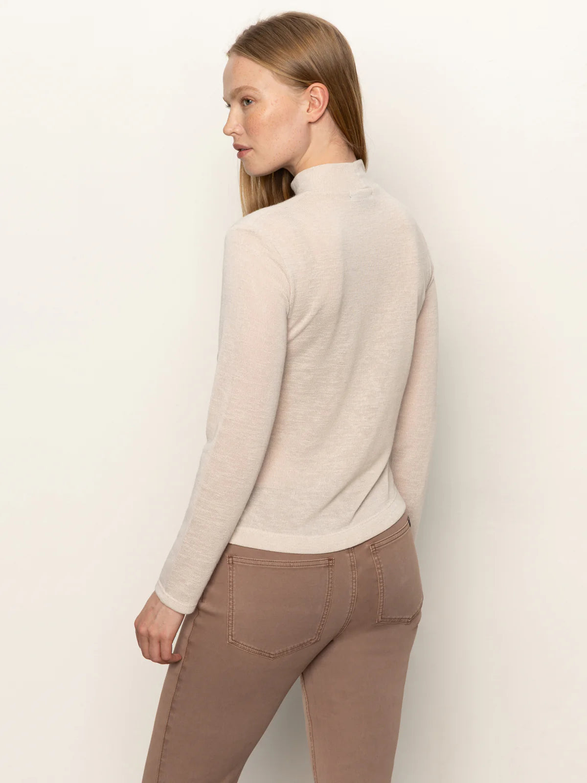 Sanctuary - Long Sleeve Draped Mock Neck / Mother of Pearl