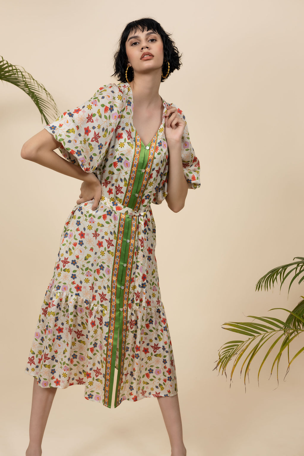Emily Lovelock - Silk Belted Dress / Floral