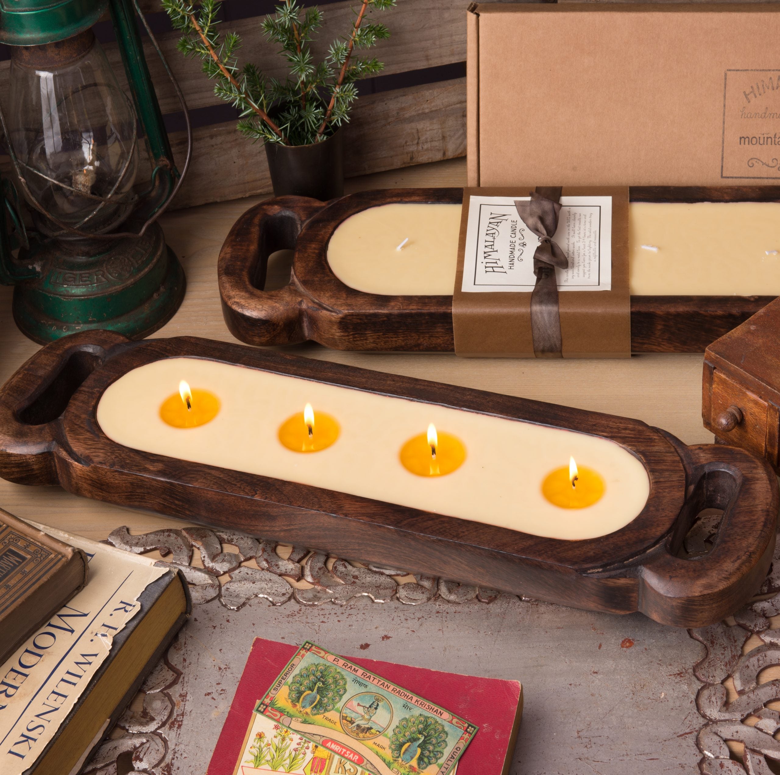 Himalayan Handmade Candles - Wooden candle Tray / Medium