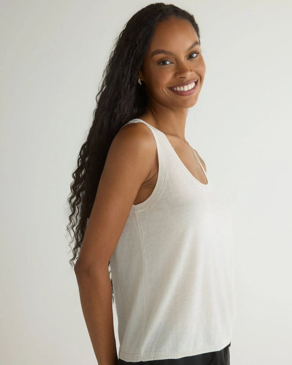 Bella Dahl - Sleeveless Scoop Neck Knit Top / Off White  / FINAL SALE