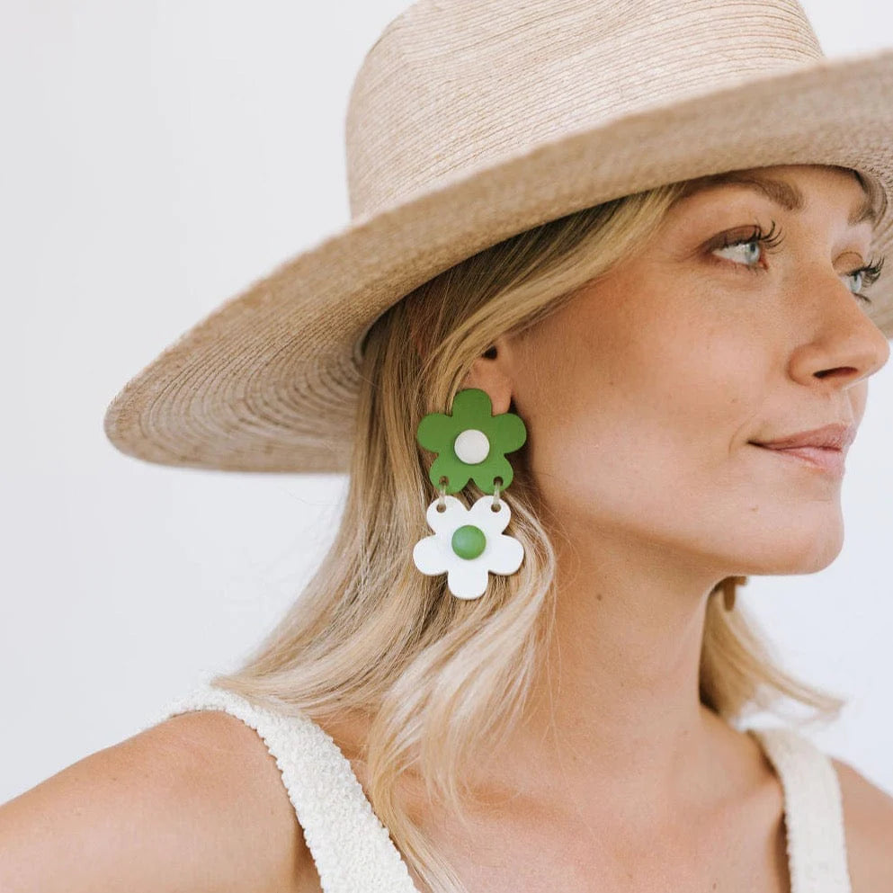 Sunshine Tienda - Stacked Verde Flower Earrings