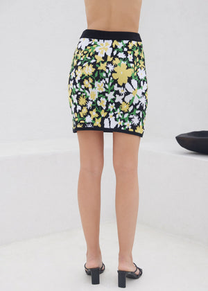 Lost + Wander - Tropical Daydreamer Mini Skirt / Black Yellow Floral