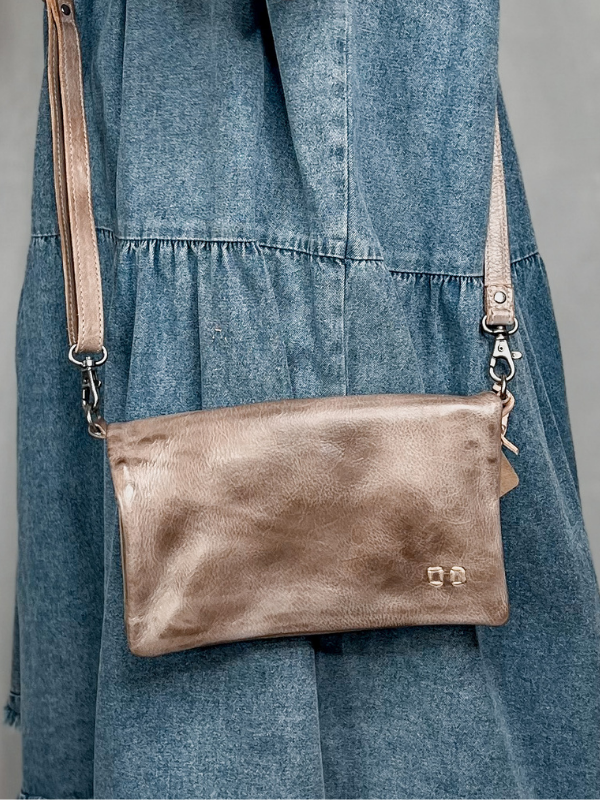 Bed Stu Cadence Crossbody Wristlet Light Grey Rustic Red Rustic