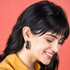 Ink + Alloy - Raffia Wrapped Hoop Earrings