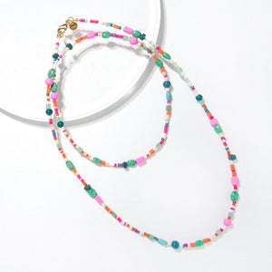 Ink + Alloy - Necklace / Pink & Green Mix