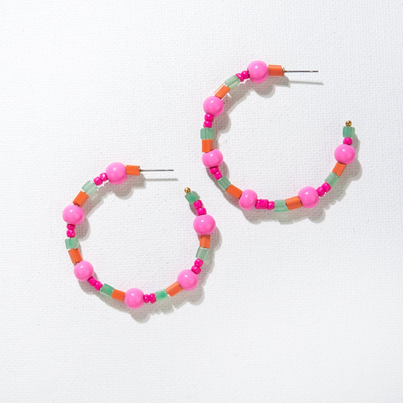 Ink + Alloy - Glass Bead Hoop Post Earrings