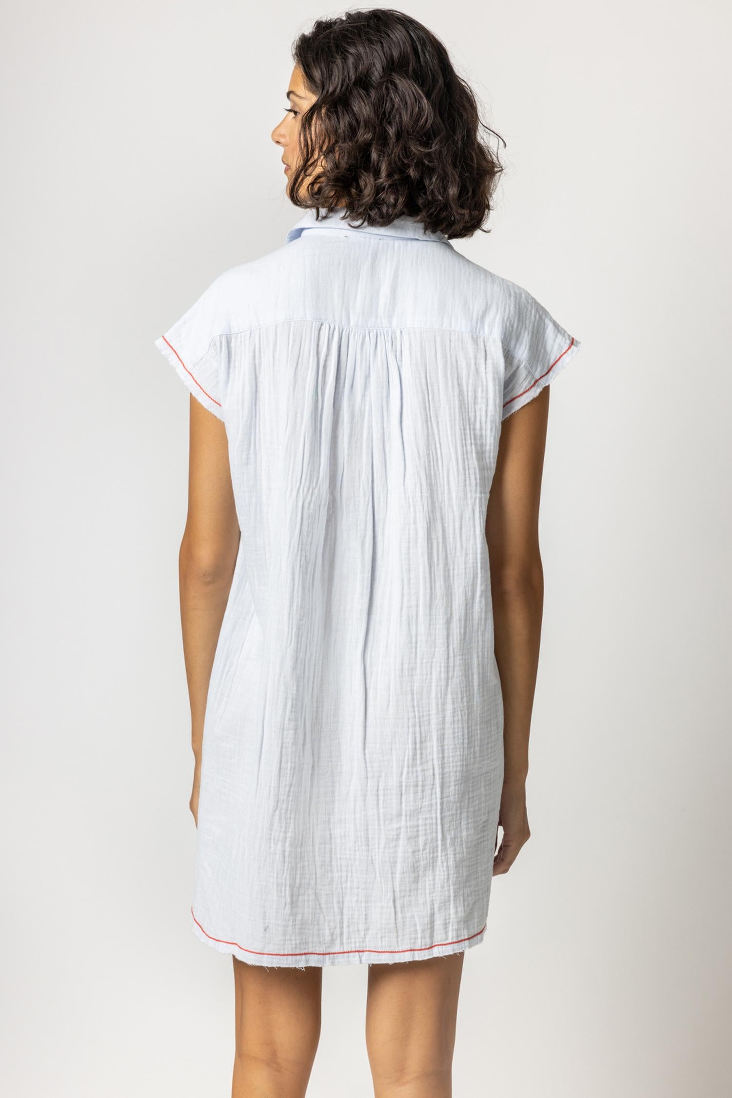 Lilla P - Short Sleeve Button Down Dress / Clearwater